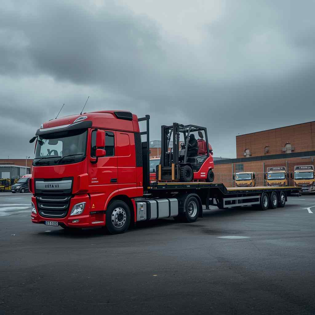 Car being safely transported by a tilt and load tow truck