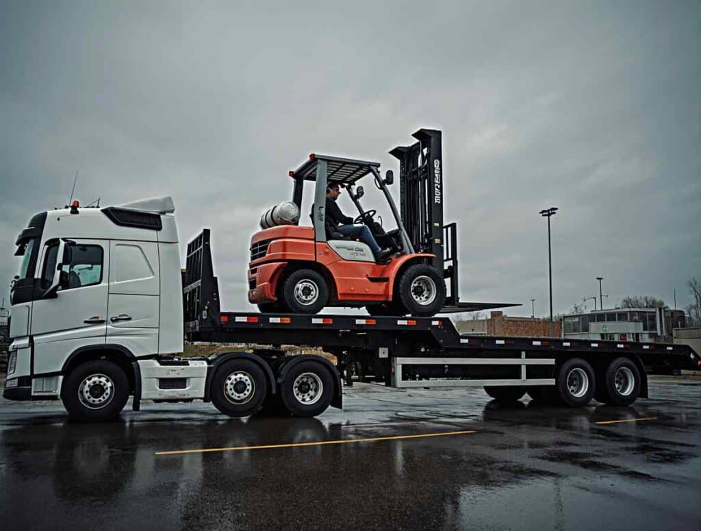 Car being safely transported by a tilt and load tow truck